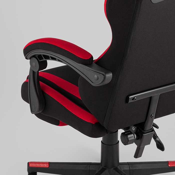 Кресло игровое TopChairs Prophet с оттоманкой чёрно-красный Stool Group GF-8086 TT701+TT703