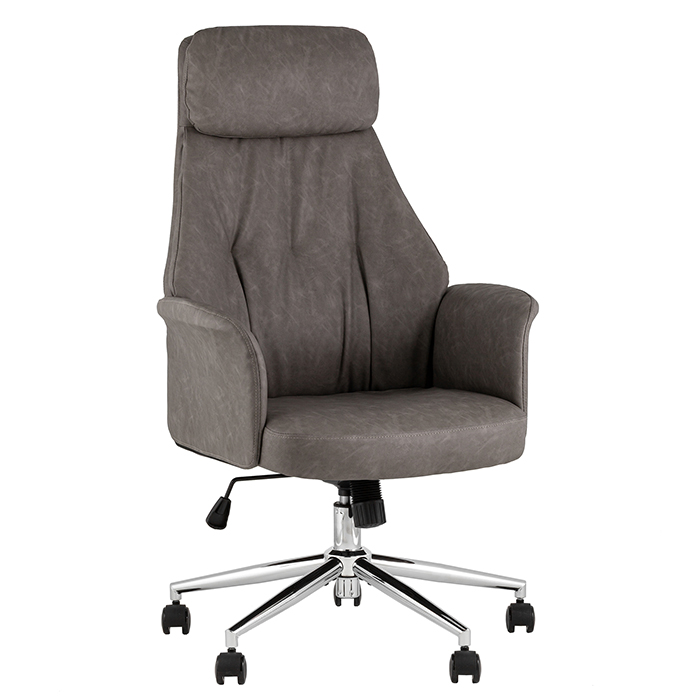 Кресло офисное TopChairs Neoma серый экокожа Stool Group YF-0515 FH-62 grey retro