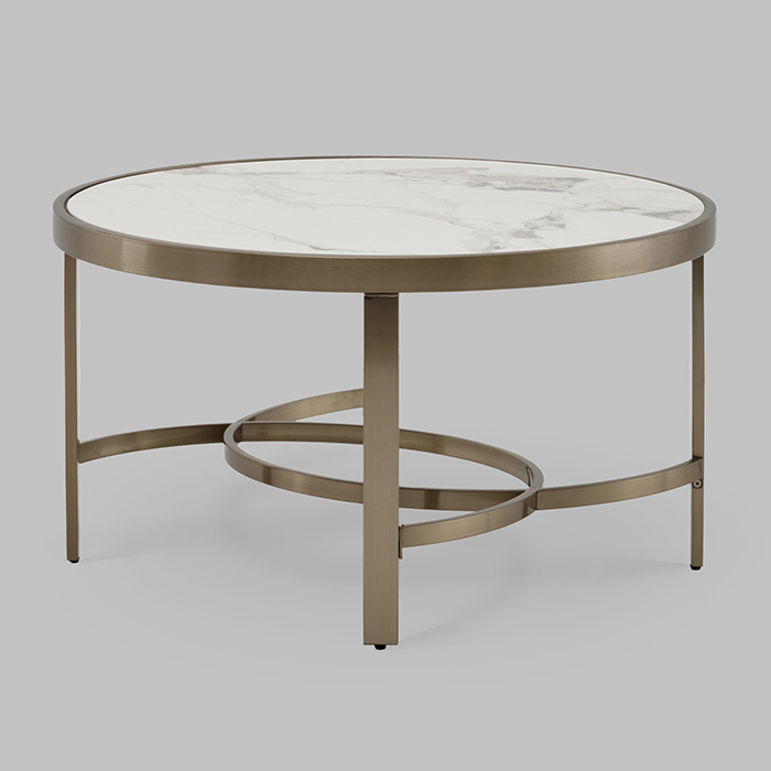 Журнальный столик Адриана D80 светлая керамика Stool Group ECT-223-BRCG-BDFL