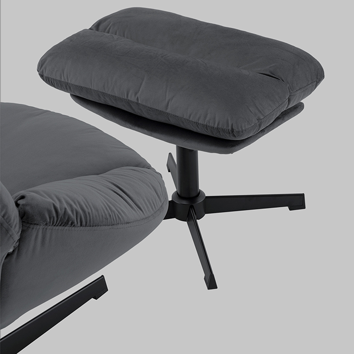 Кресло Оррелл серый с оттоманкой Stool Group QH-8347KT-OT HLR-21 dark grey