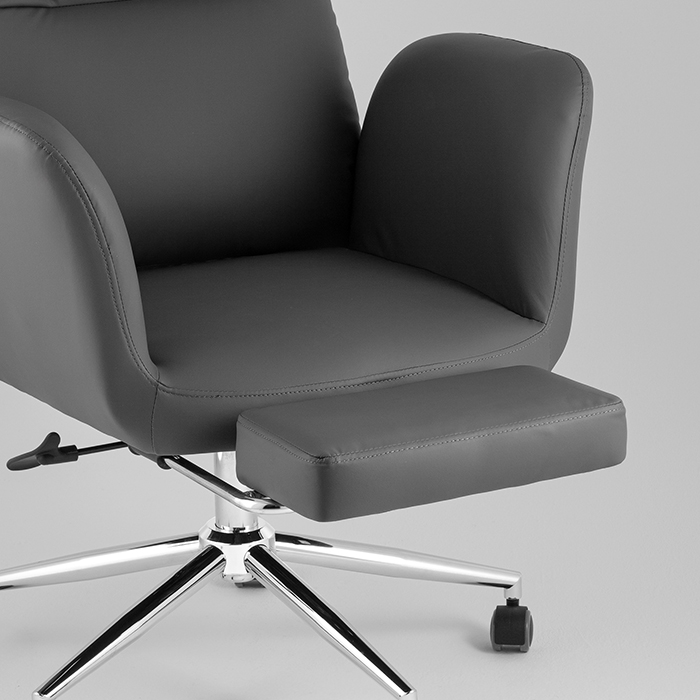 Кресло офисное TopChairs Solid с оттоманкой серый Stool Group DD-004-OT NC grey