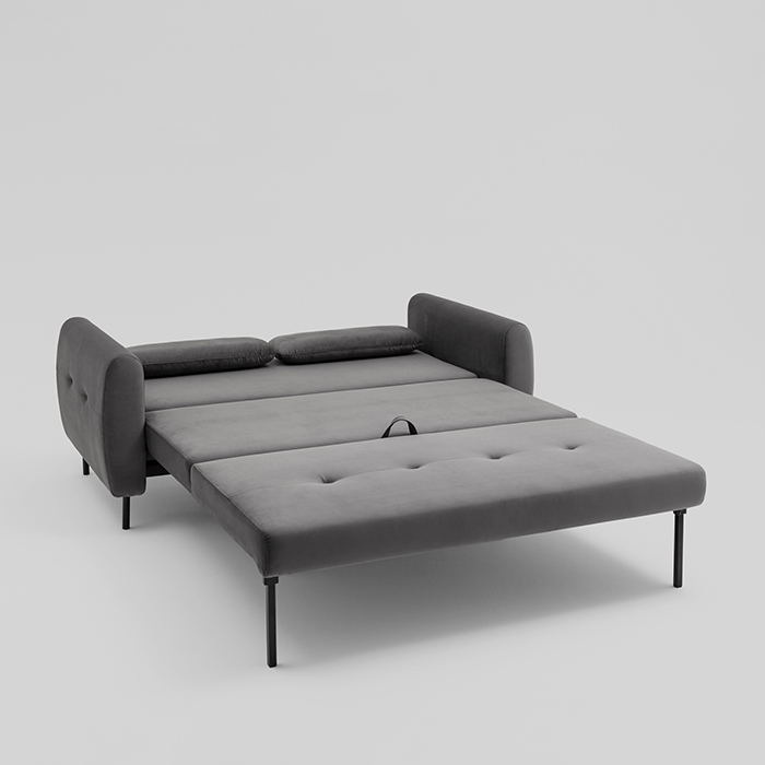 Диван-кровать прямой Барнаби велюр серый Stool Group vd-dv-barnaby-b27