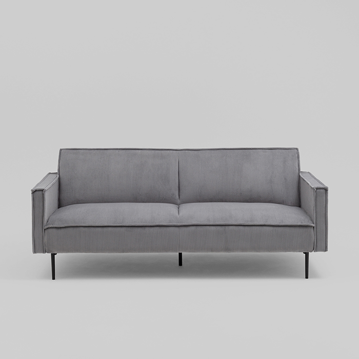 Диван прямой Кассель велюр рельефный светло-серый Stool Group vd-cassel-cl-steel