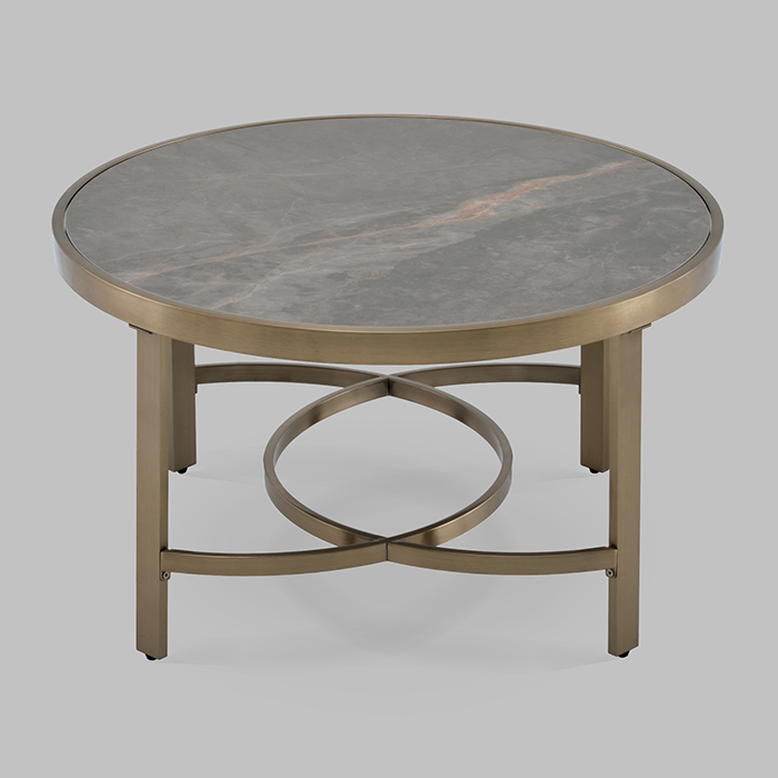 Журнальный столик Адриана D80 серая керамика Stool Group ECT-223-BRCG-BNSG