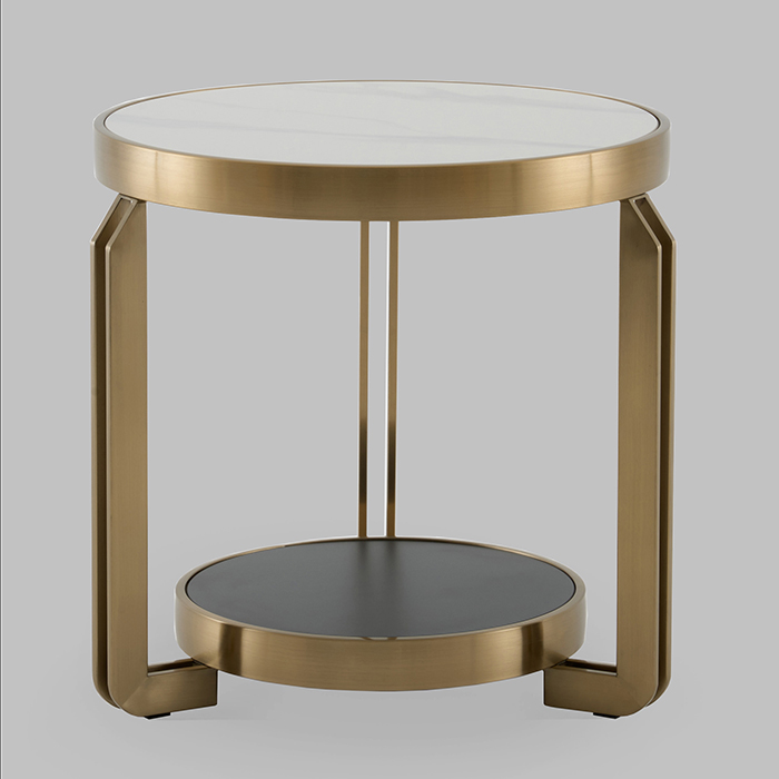 Журнальный столик Калисто светлая/темная керамика Stool Group EET-316-BRCG white/black
